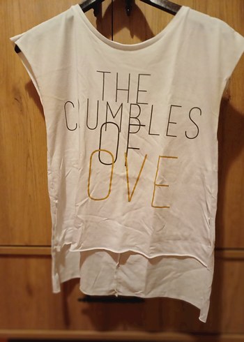 Beyaz Keten Hamile Tişörtü, Kısa Kollu, Salaş - Görsel 3