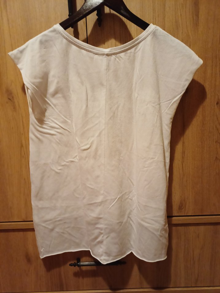 Beyaz Keten Hamile Tişörtü, Kısa Kollu, Salaş - Görsel 4