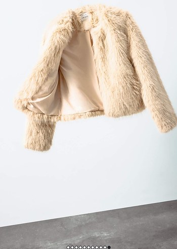 Bej Suni Kürk Kısa Mont - Görsel 6