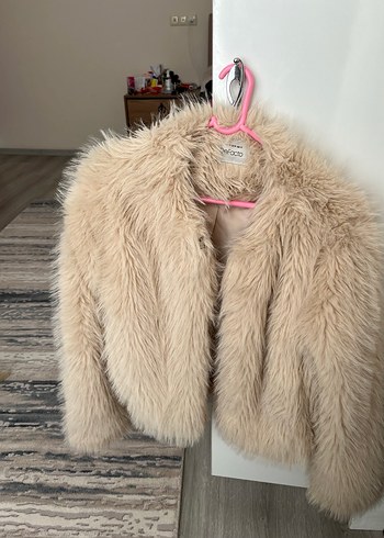 Bej Suni Kürk Kısa Mont - Görsel 3