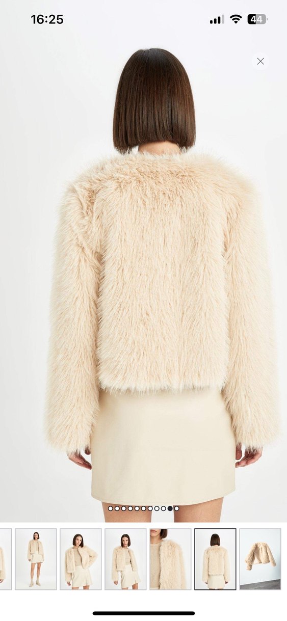 Bej Suni Kürk Kısa Mont - Görsel 5