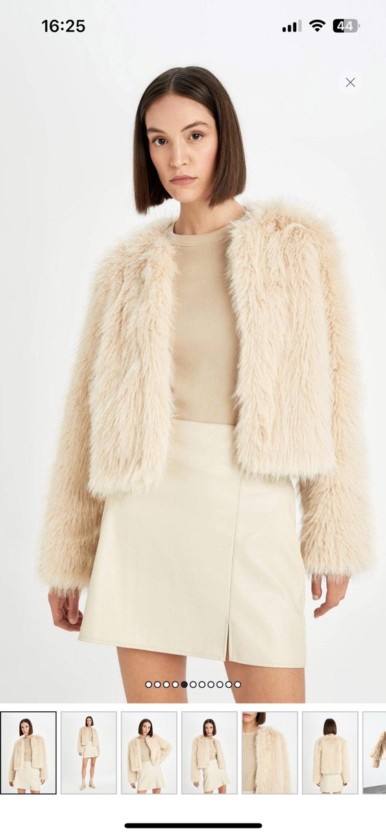 Bej Suni Kürk Kısa Mont - Görsel 2