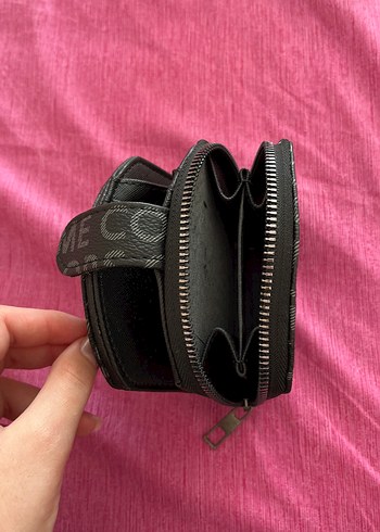 Gri Baskılı Kadın Cüzdanı Velcro Kapamalı - Görsel 3