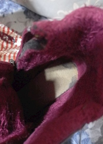 Bordo Deri Kadın Dolgu Topuklu Bot - Görsel 3