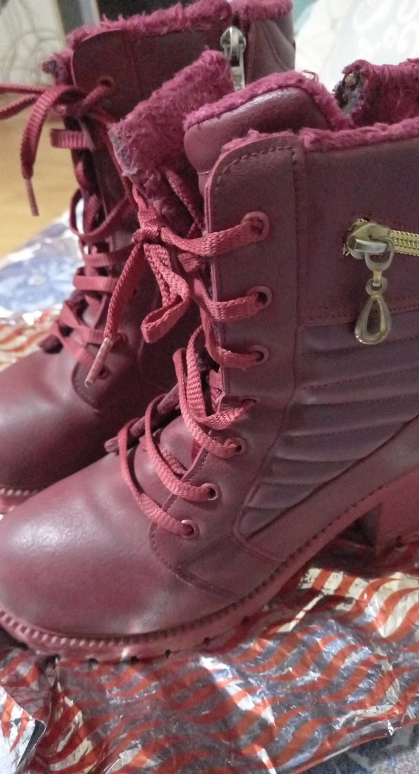 Bordo Deri Kadın Dolgu Topuklu Bot - Görsel 4