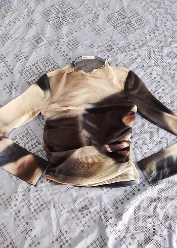 Şeffaf Tie-Dye Balıkçı Yaka Bluz