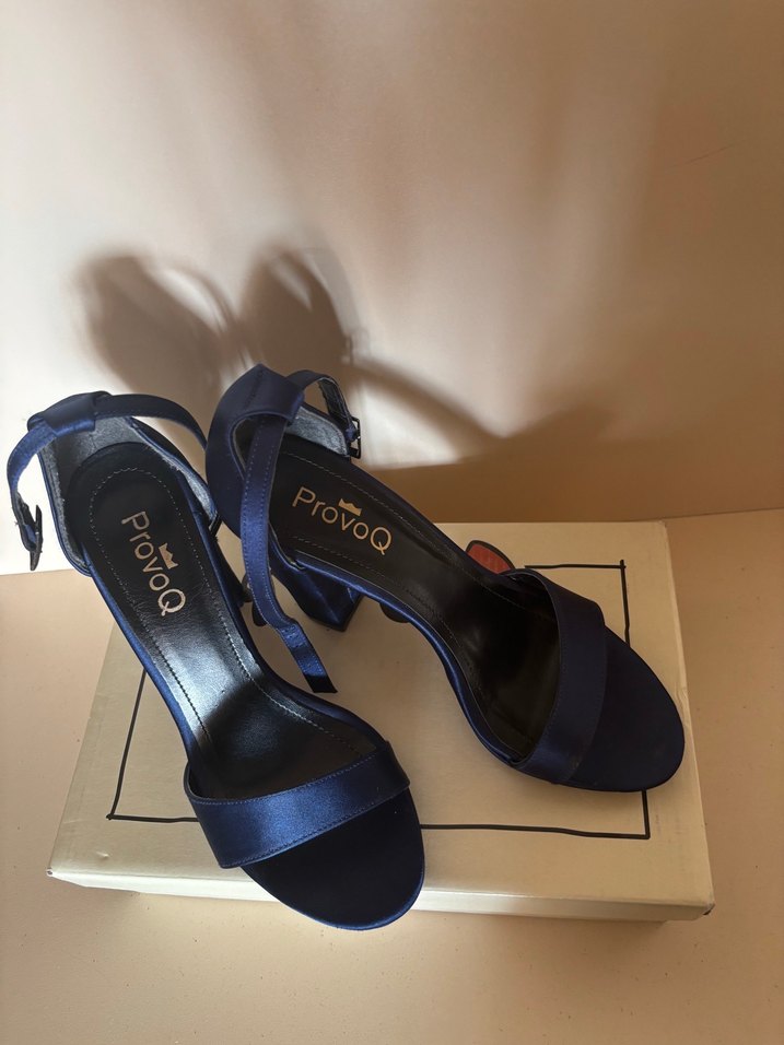 Koyu Mavi Platform Topuklu Kadın Ayakkabı - Görsel 3