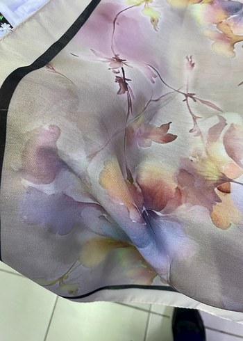 Kadın Çok Renkli Pastel İpek Şal - Görsel 2