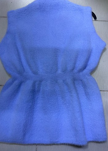 Düğmeli Mavi Kadın Yelek - Görsel 3