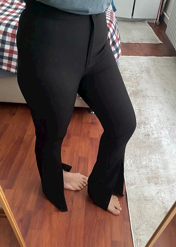 Siyah, Kemer Detaylı Dar Kesim Hamile Pantolonu - Görsel 2