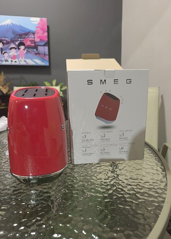 Kırmızı SMEG Kesme  Bıçak Seti ve standi - Görsel 12