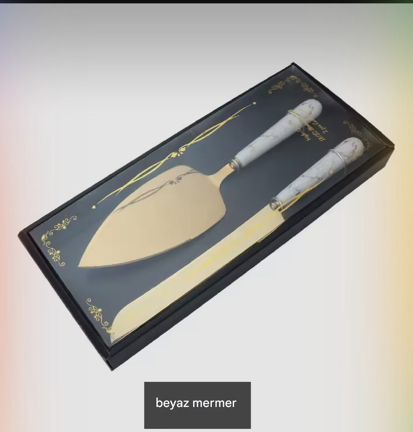 Pasta bıçağı + pasta kepçesi seti, kaliteli paslanmaz çelik. - Görsel 5