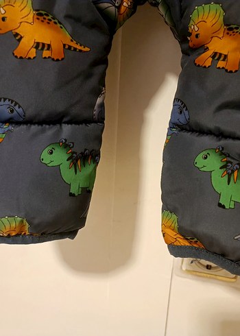 Fermuarlı Bebek lacivert Dinozor Desenli Astronot  mont Tulumu - Görsel 2