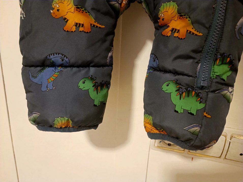 Fermuarlı Bebek lacivert Dinozor Desenli Astronot  mont Tulumu - Görsel 2