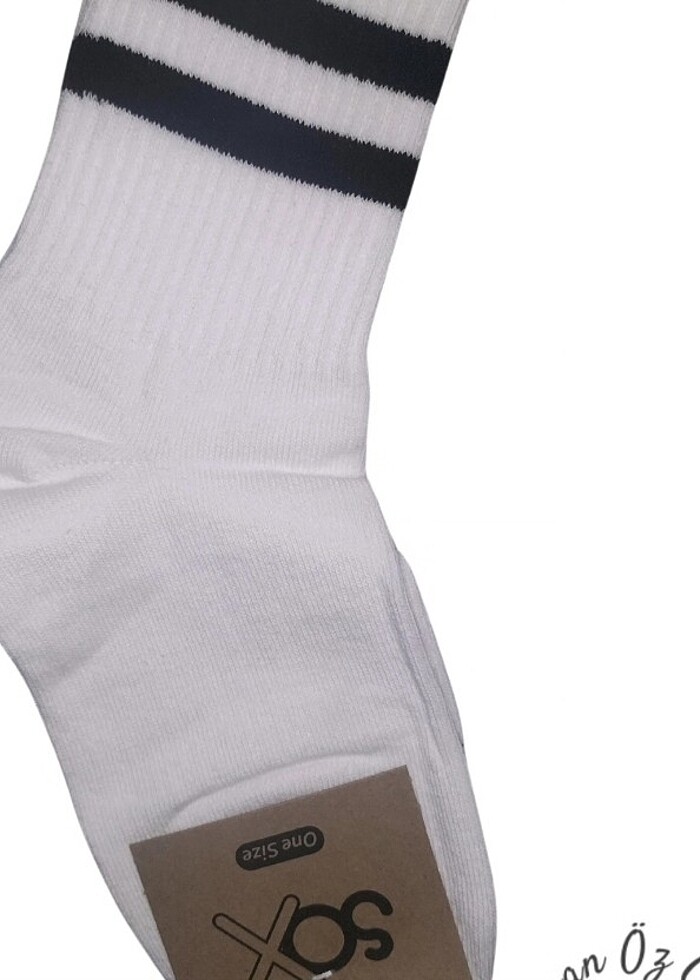 Bayan beyaz,siyah soket çorap - Görsel 2