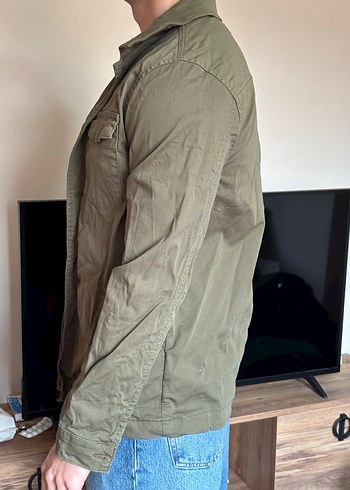 Erkek Asker Yeşili Kot Ceket - Görsel 2