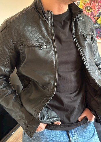 Siyah Erkek Deri Ceket - Görsel 4