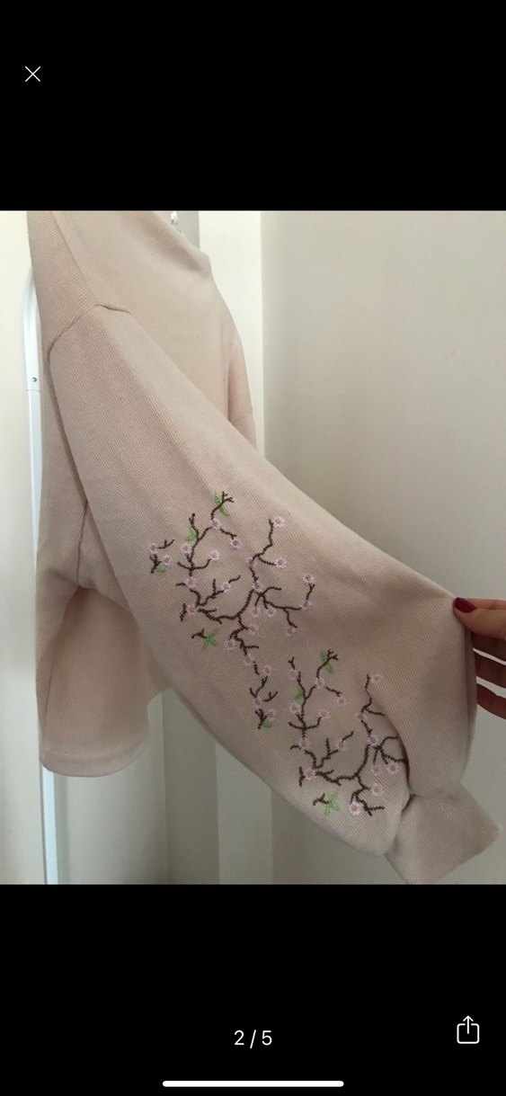 Nakış Detaylı Pembe Triko Kadın Kazak - Görsel 2