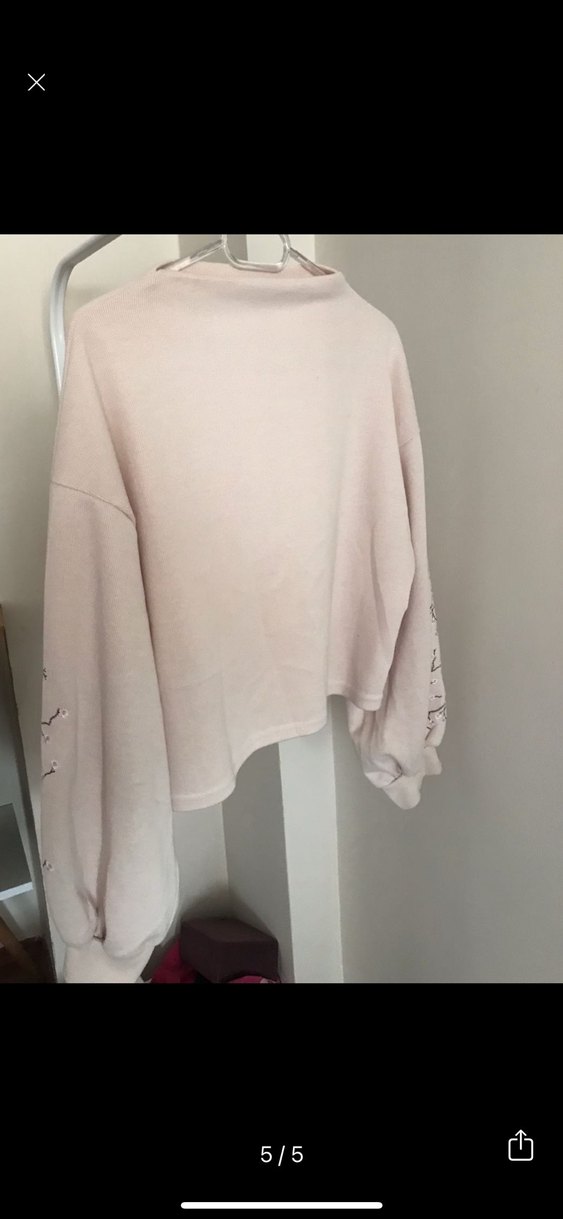 Nakış Detaylı Pembe Triko Kadın Kazak - Görsel 5