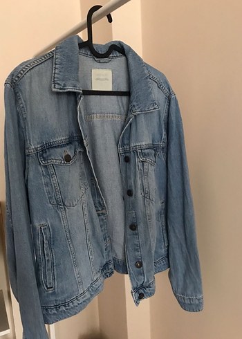 Düğmeli Mavi Kadın Denim Ceket - Görsel 5