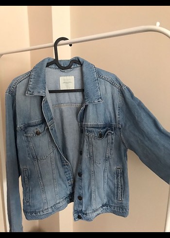 Düğmeli Mavi Kadın Denim Ceket - Görsel 6