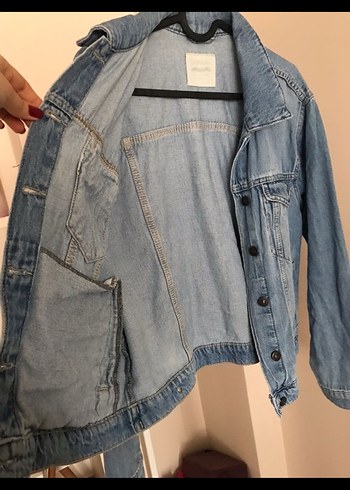 Düğmeli Mavi Kadın Denim Ceket - Görsel 3