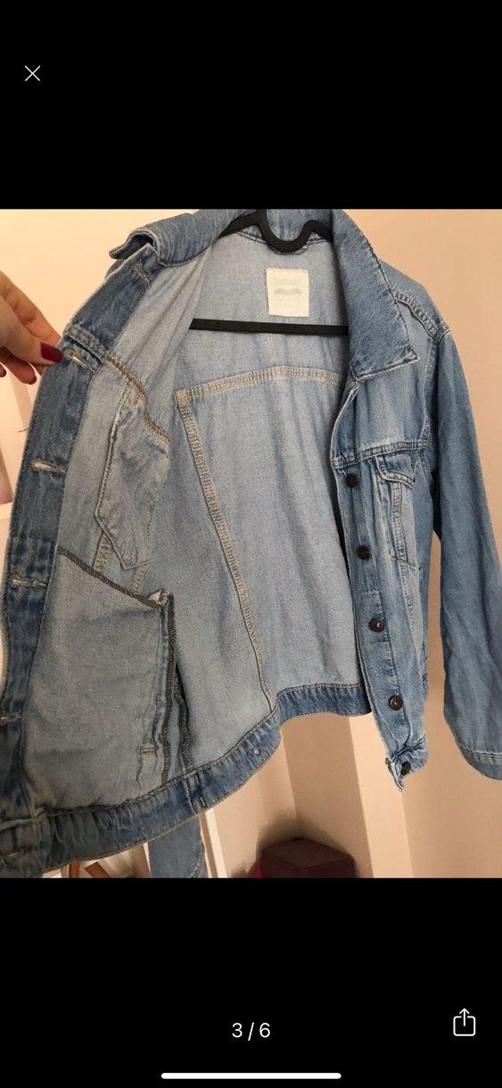 Düğmeli Mavi Kadın Denim Ceket - Görsel 3