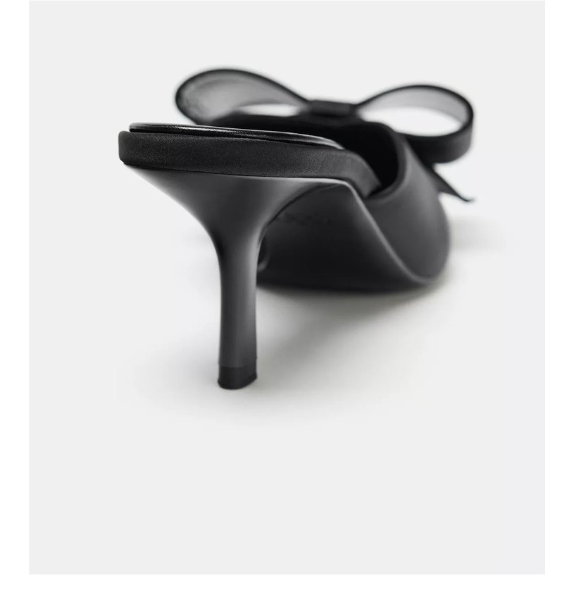 Siyah Fiyonk Detaylı Stiletto Terlik - Görsel 2
