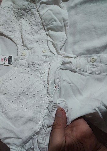 Kız Çocuk Beyaz pamuk Uzun Kollu Gömlek - Görsel 2