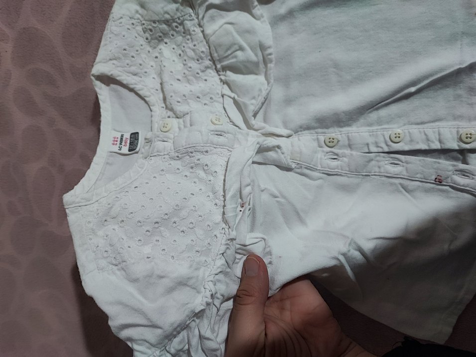 Kız Çocuk Beyaz pamuk Uzun Kollu Gömlek - Görsel 2