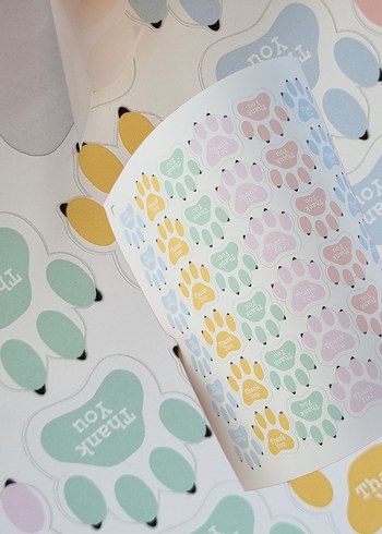 100 adet Pastel Sarı Kedi Pençe Teşekkür Etiketleri - Görsel 3