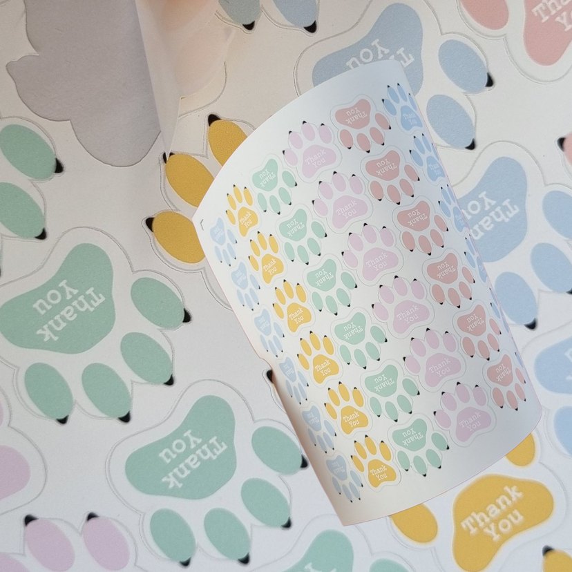 100 adet Pastel Sarı Kedi Pençe Teşekkür Etiketleri - Görsel 3