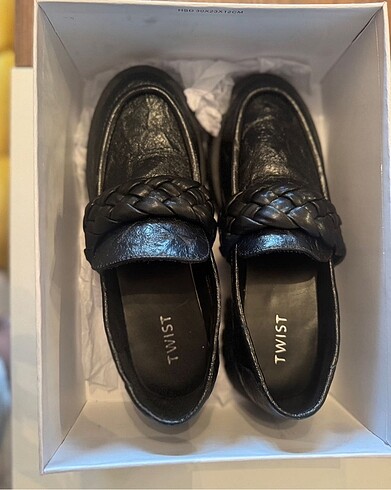 39 Beden siyah Renk Twist loafer hic giyilmedi