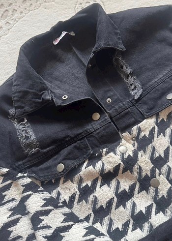 Kemerli Siyah Beyaz Oversize Kadın mont - Görsel 5