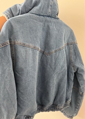 Düğmeli Kadın Kot Ceket, Rahat Kesim, Midi Boy - Görsel 3