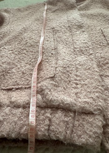 Pembe Peluş Kadın Midi Mont - Görsel 4