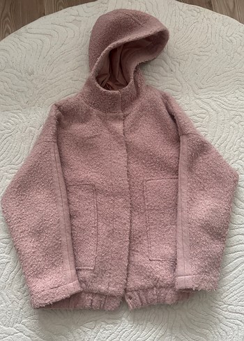 Pembe Peluş Kadın Midi Mont - Görsel 3