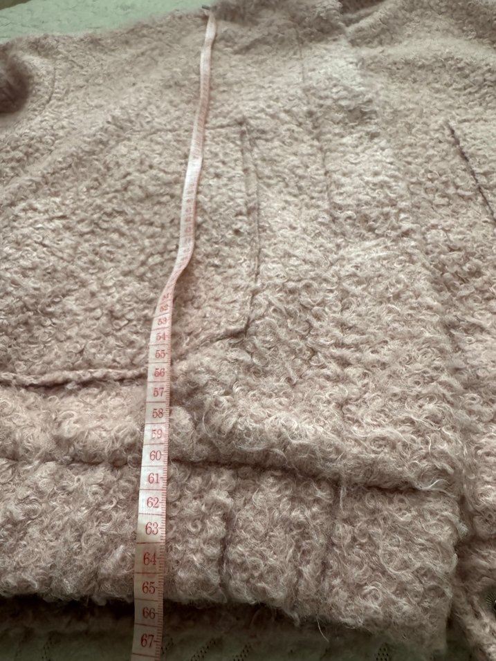 Pembe Peluş Kadın Midi Mont - Görsel 4