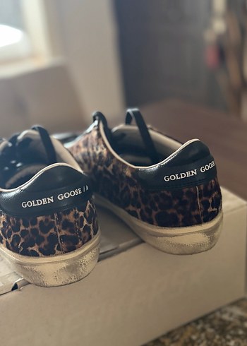 Golden Goose Leopar Desenli Kadın Deri Spor Ayakkabı - Görsel 3