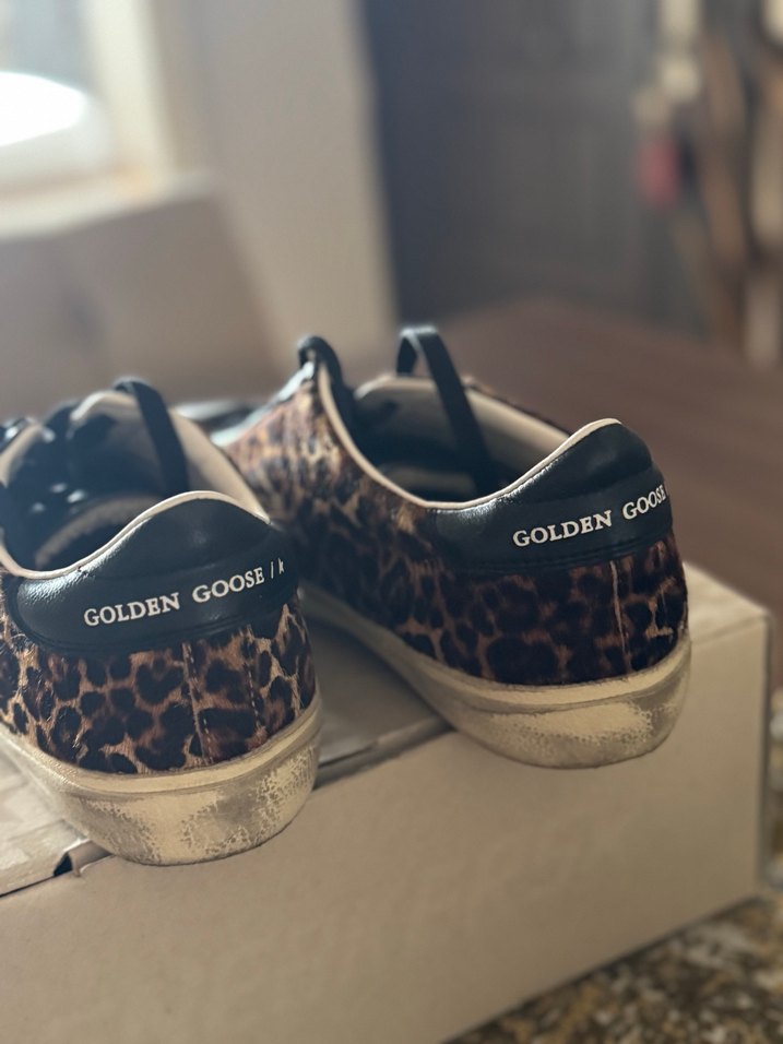 Golden Goose Leopar Desenli Kadın Deri Spor Ayakkabı - Görsel 3