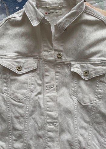 Nakışlı Beyaz Kadın Denim Ceket - Görsel 3