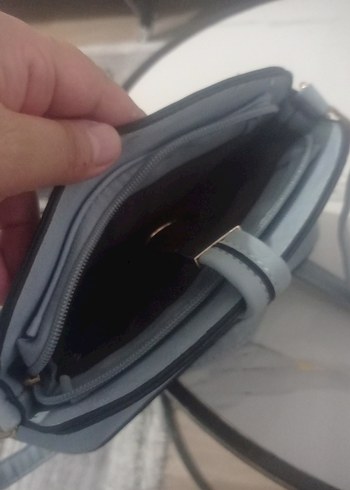 Modern Klasik Mavi Deri Kadın Çanta - Görsel 4