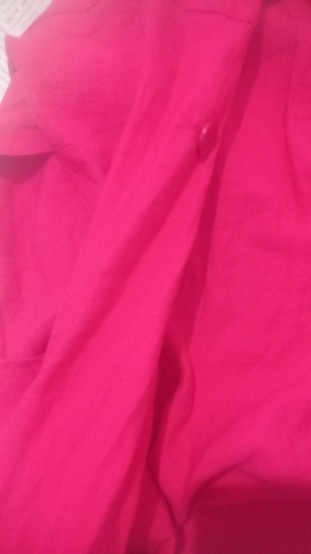 Düğmeli Pembe Keten Kadın Gömlek - Görsel 4