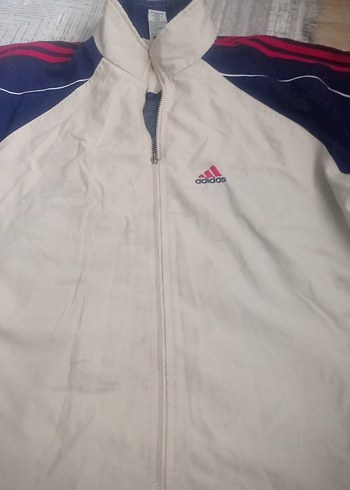 Erkek Adidas Gri-Beyaz Fermuarlı yagmurluk - Görsel 2