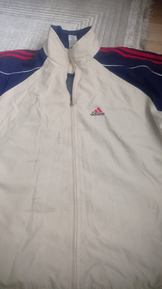 Erkek Adidas Gri-Beyaz Fermuarlı yagmurluk - Görsel 2