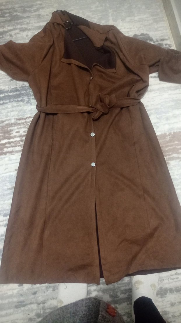 bayan süet trenckot - Görsel 4