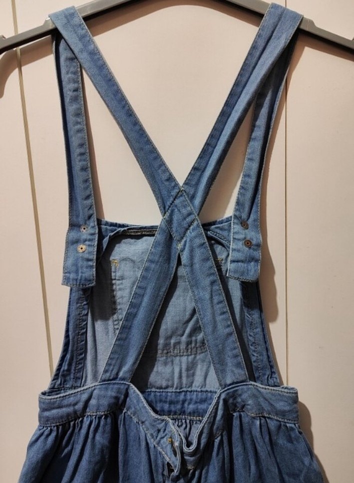 Kızlar için askılı kot tulum etek - Görsel 4