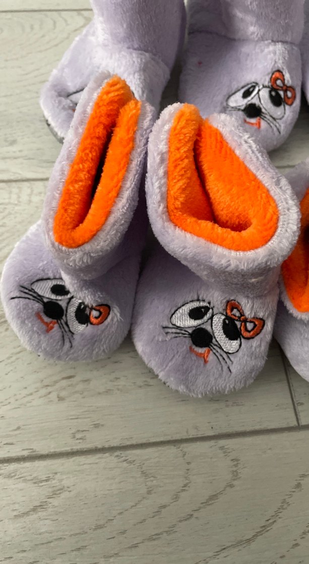 Nakışlı Mor Kız Çocuk Sıcak panduf - Görsel 2