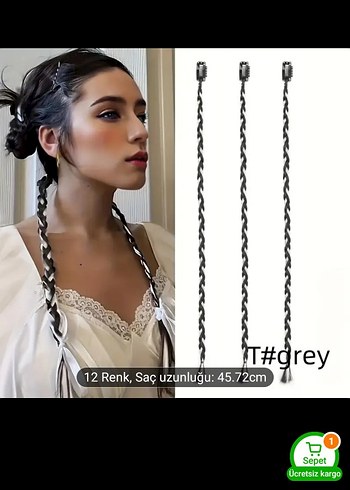 Gri Kurdele Detaylı Avant-Garde Saç Aksesuarı