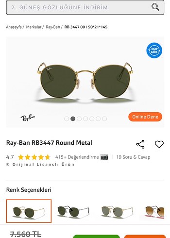 RayBan 3447 001 50 Orijinal - Görsel 7